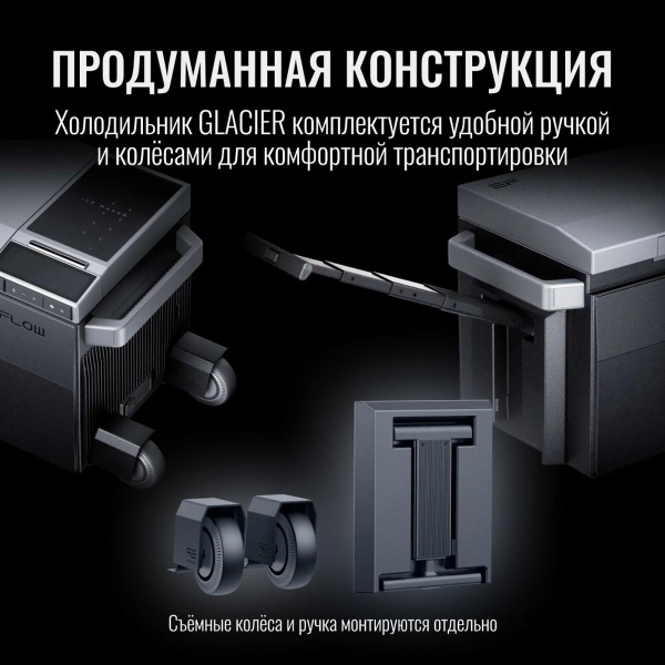 Портативный холодильник с колесами и рукояткой / Функции охлаждения и льдогенерации